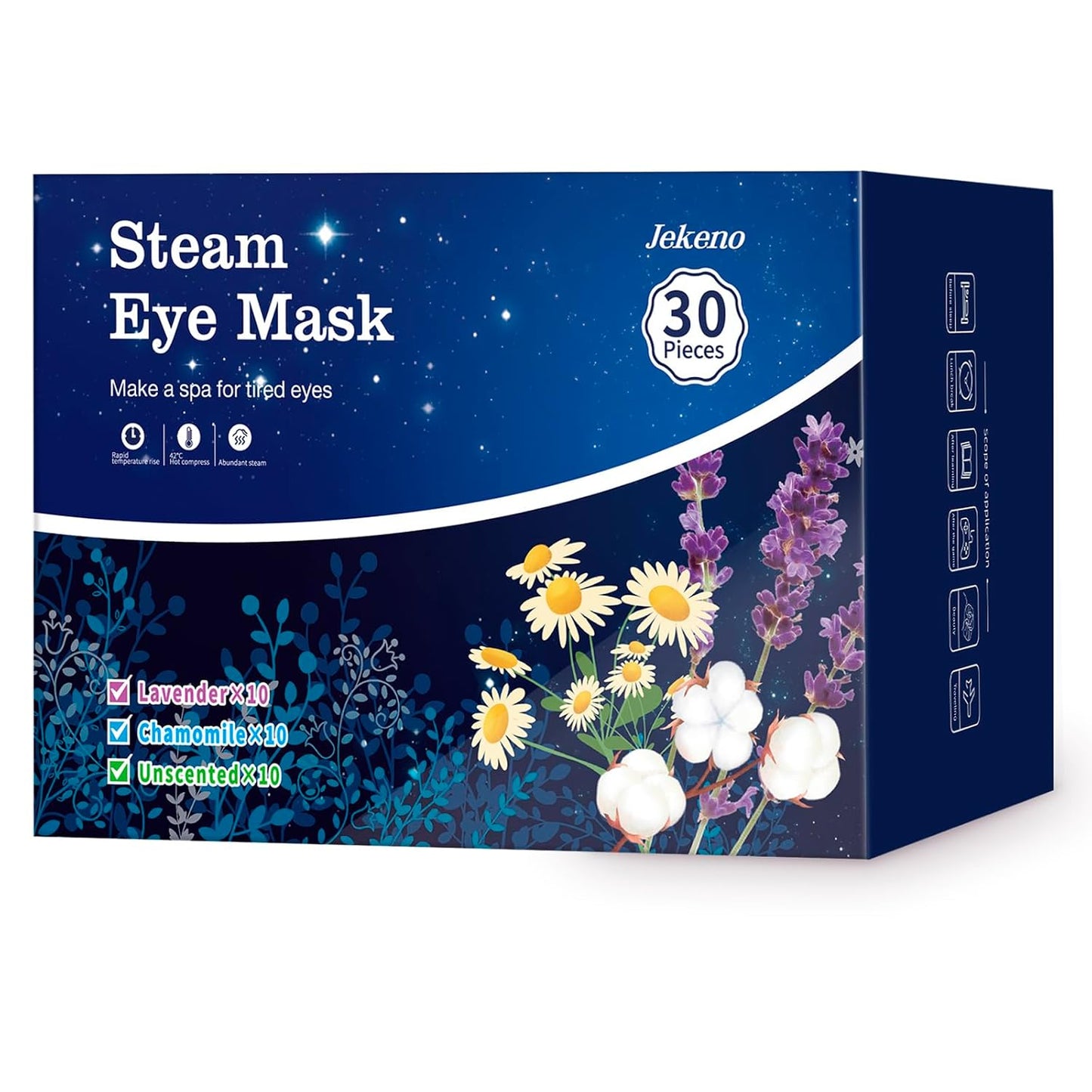 Jekeno Steam Eye Mask, 16 Packs Eye Masks for Dry Eyes, 40-60 Minutes Self Moist Warm Compress Heated Disposable Mask for Sleep, Spa Relaxing Trip Gifts, Travel Essentials for Women Men