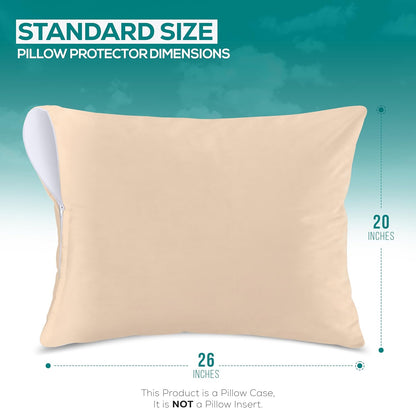 Utopia Bedding Premium 100% Waterproof Pillow Protectors with Zipper Standard Size (Set of 4), Bed Bug and Dust Mite Proof Zippered Pillow Covers, Pillow Encasement Cases, Gray