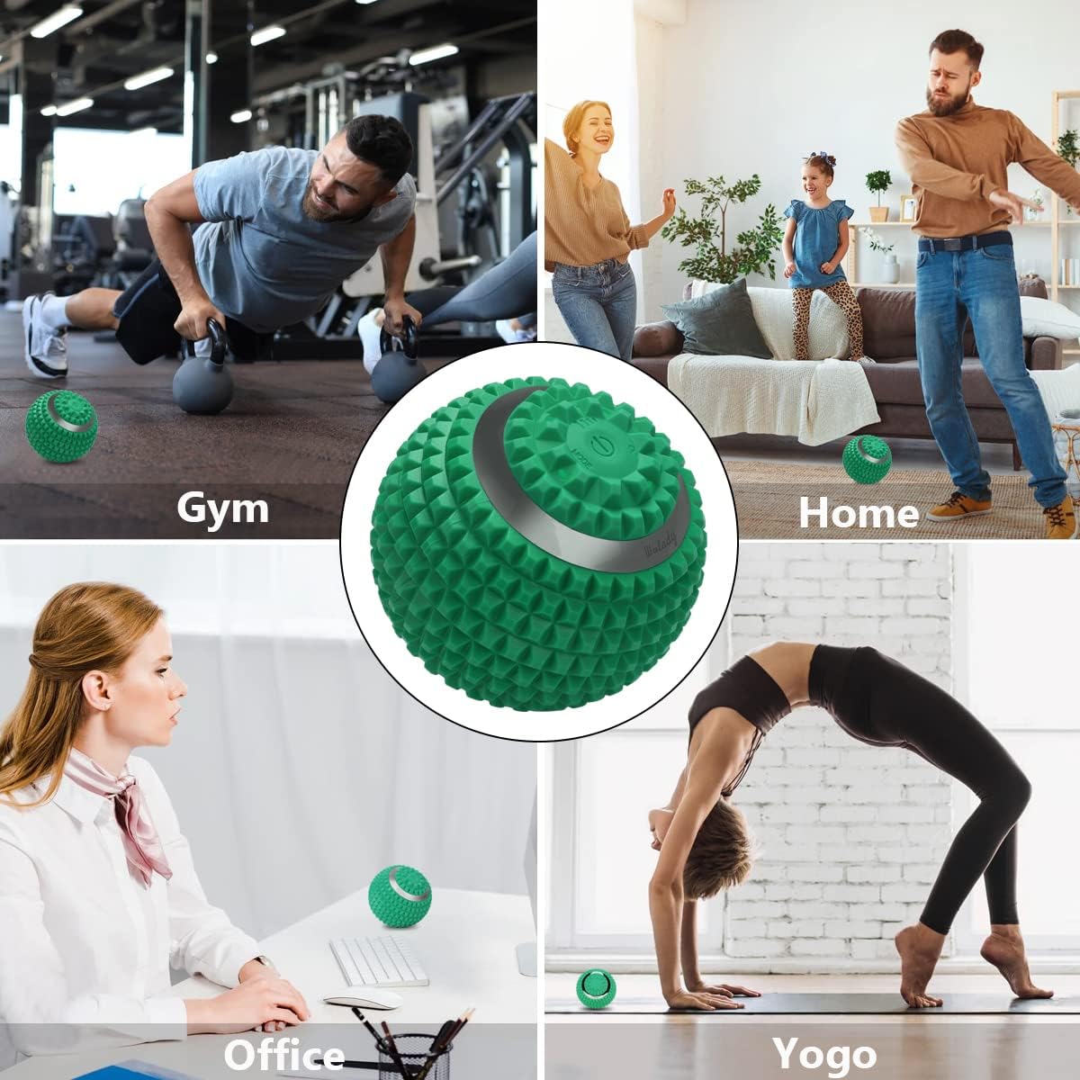 Vibrating Massage Ball 4-Speed High-Intensity Fitness Yoga Massage Roller, Relieving Muscle Tension Pain & Pressure Massaging Balls (Black)