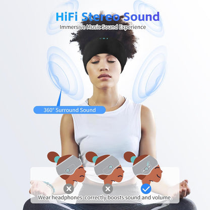 Sleep Headphones Bluetooth 6.0 Headband, 20H Playtime Headband Headphones with HD Stereo Speakers, Sports Wireless Earphones for Side Sleepers Workout Yoga Travel Meditation, Gifts for Women Men