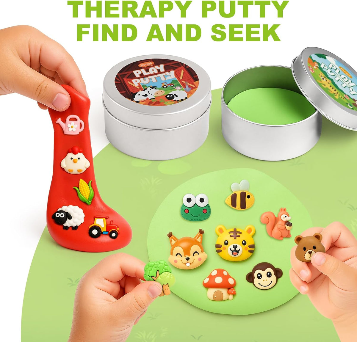 2 Pack Therapy Putty for Kids – Farm & Forest Theme Sensory Putty with Medium and Soft Resistance, Occupational Therapy Putty for Hand Exercises, Fine Motor Skills, Autism Sensory Play
