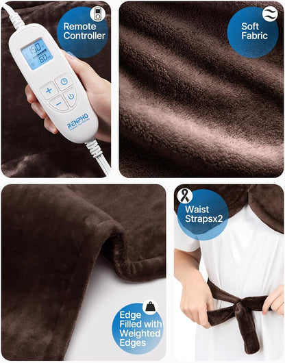 RENPHO Fathers Day Dad Gifts, Electric Heating Pad - 6 Heat Levels for Neck Shoulder and Back, Birthday Gifts for Women Men, Weighted Pad for Snug Fit, ETL Certified, FSA Eligible, 24"x33" Gray