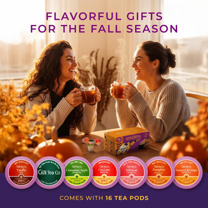 Gya Tea Co Purely Herbal Tea Pod Collection Gift Set (16 Count) - Different Flavors Assorted Variety Pack