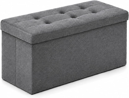 ALASDO Storage Ottoman Footrest Stool Small Ottoman with Storage Foldable Ottomans Foot Rest Footstool Bench for Living Room 17x13x13inches Grey