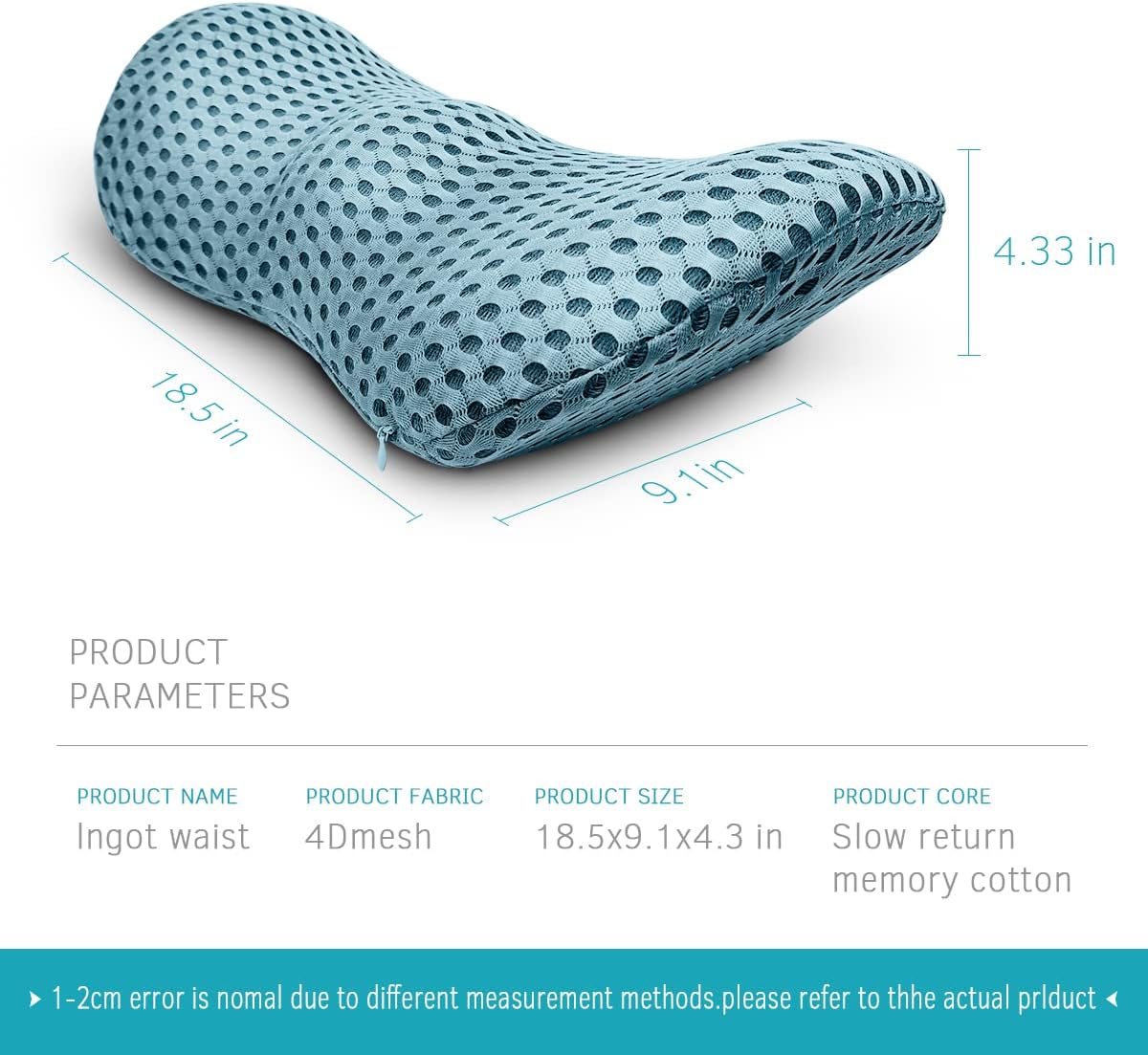 Lumbar Support Pillow for Office Chair, Memory Foam Lumbar Pillow for Lower Back Pain Relief (Grey)