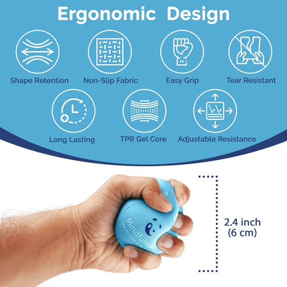 Mind & Body Stress Balls for Adults - Multi-Density Squeeze Balls for Hand Therapy & Grip Strengthening - Stress & Anxiety Relief - Choose 3-Ball (Soft, Medium & Hard) or 2-Ball (Soft & Hard) Sets