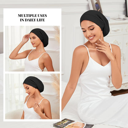 ZHENSILK Silk Bonnet for Sleeping Women, Adjustable Silky Satin Lined Sleep Cap, Silk Hair Wrap Slouch Beanie Hat