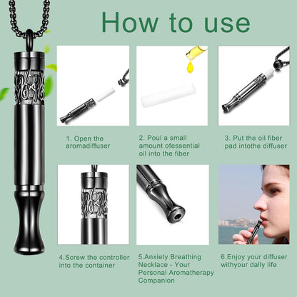 Quit Smoking Aid Necklace Stainless Steel Aromatherapy Diffuser (Rainbow)