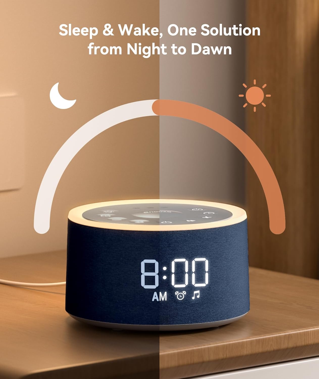Dreamegg D1+ Sound Machine & Alarm Clock - Sound Machine for Sleep, White Noise Machine with 29 Soothing Sounds, Night Light, 0-100% Dimmable, White Noise Alarm Clock for Bedrooms Adults Baby