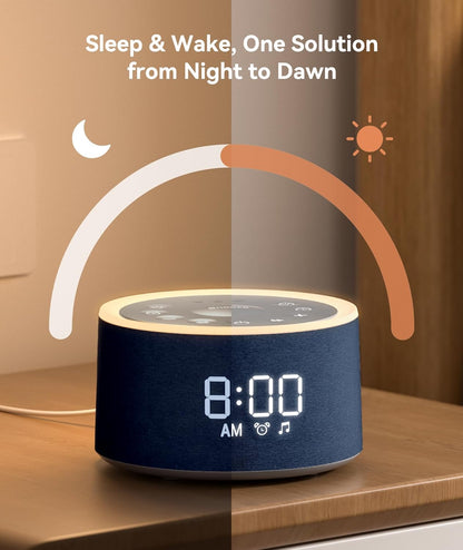 Dreamegg D1+ Sound Machine & Alarm Clock - Sound Machine for Sleep, White Noise Machine with 29 Soothing Sounds, Night Light, 0-100% Dimmable, White Noise Alarm Clock for Bedrooms Adults Baby
