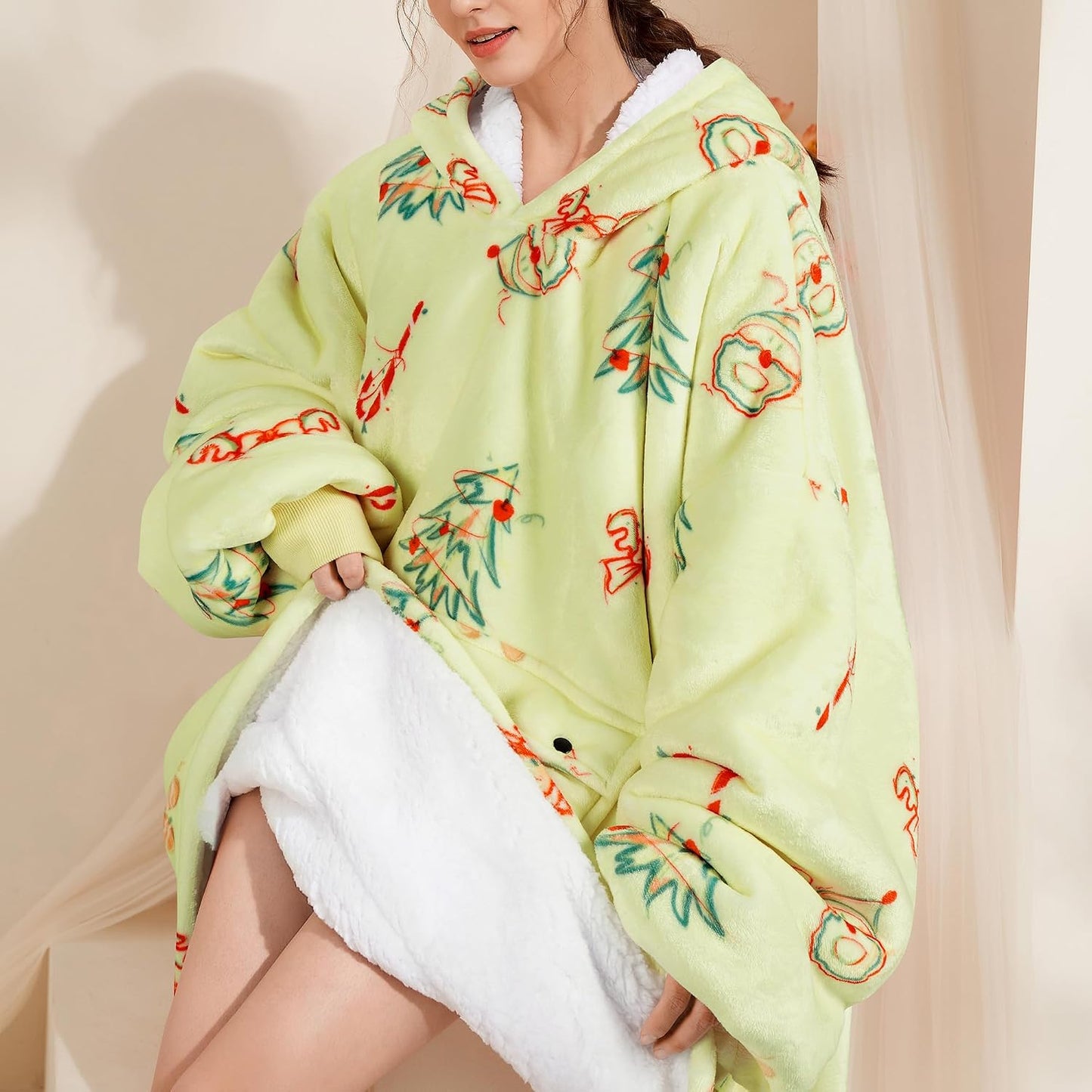 Narecte Cozy Oversized Blanket Hoodie Wearable Blanket Adults Soft Hooded Blanket Hoodie Birthday Gifts for Women Christmas - Colors B