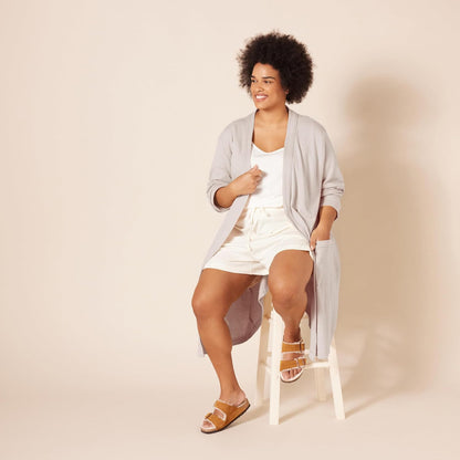 Amazon Essentials Women's Lightweight Cotton Blend Waffle Mid-Length Bathrobe, Breathable Loungewear (Available in Plus Size)