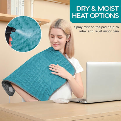 Heating Pad for Period Cramps, Heating Pad for Back/Neck/Shoulder Muscle Pain, 6 Heating & 4 Timer Setting, Auto Shut Off, Dry/Moist Heat & Machine Washable, Birthday Christma s Gifts for Women Mom