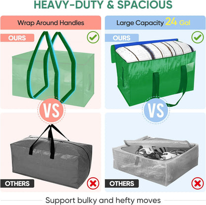 BALEINE Oversized Moving Bags with Reinforced Handles, Heavy-Duty Storage Tote for Clothes, Moving Supplies (Clear)
