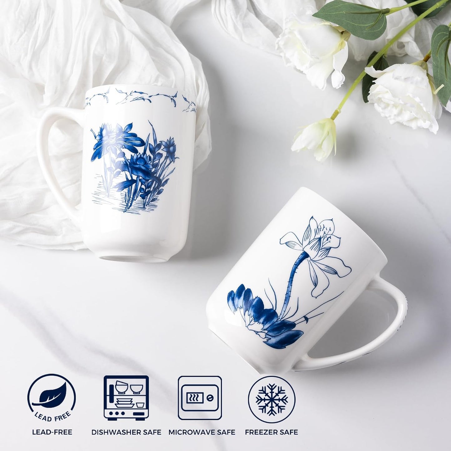 AmorArc Porcelain Tea Mug with Infuser and Lids, 18 Oz Large Cup Strainer with Bag Holder for Loose Leaf Tea, Steeping Coffee Mug for House-warming Wedding Birthday Gift
