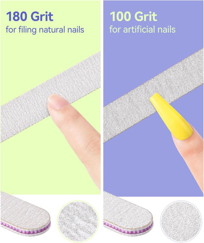 MORGLES Nail File and Buffer Blocks with Nail Care Kit, 13 Pcs Manicure Kit for Women with Milk and Honey Cuticle Oil and Cuticle Trimmer Set