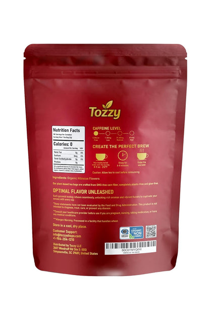 Tozzy Organic Hibiscus Tea, 100 Pyramid Tea Bags