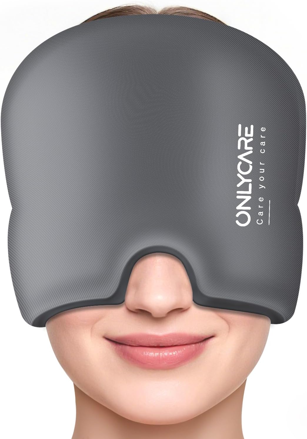 ONLYCARE Migraine Relief Cap, Upgraded Headache Relief Cap with Odorless Reusable Gel Head Wrap, Soothing Face Ice Pack Mask Products with Hot & Cold Therapy for Tension, Stress, Hangover & Puffy Eyes