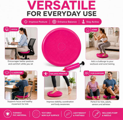 Hanstuten Wobble Seat Cushion Balance Disc - Rubber Wiggle Seat for Active Sitting, Office Desk Chair, and Core Strength Training