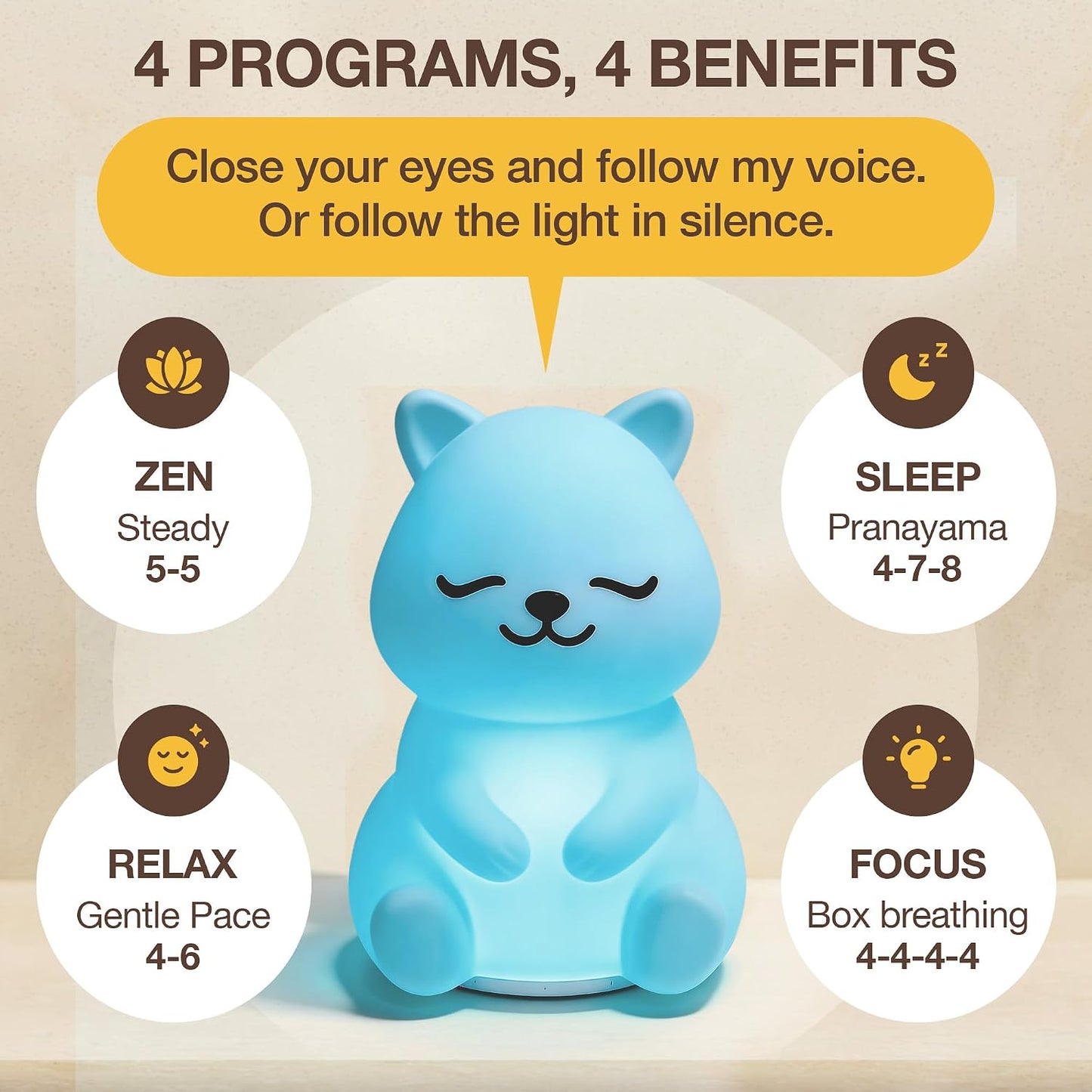 Speaking Breathing Lamp, Guided Meditation & Breathing Light, Kids & Adults