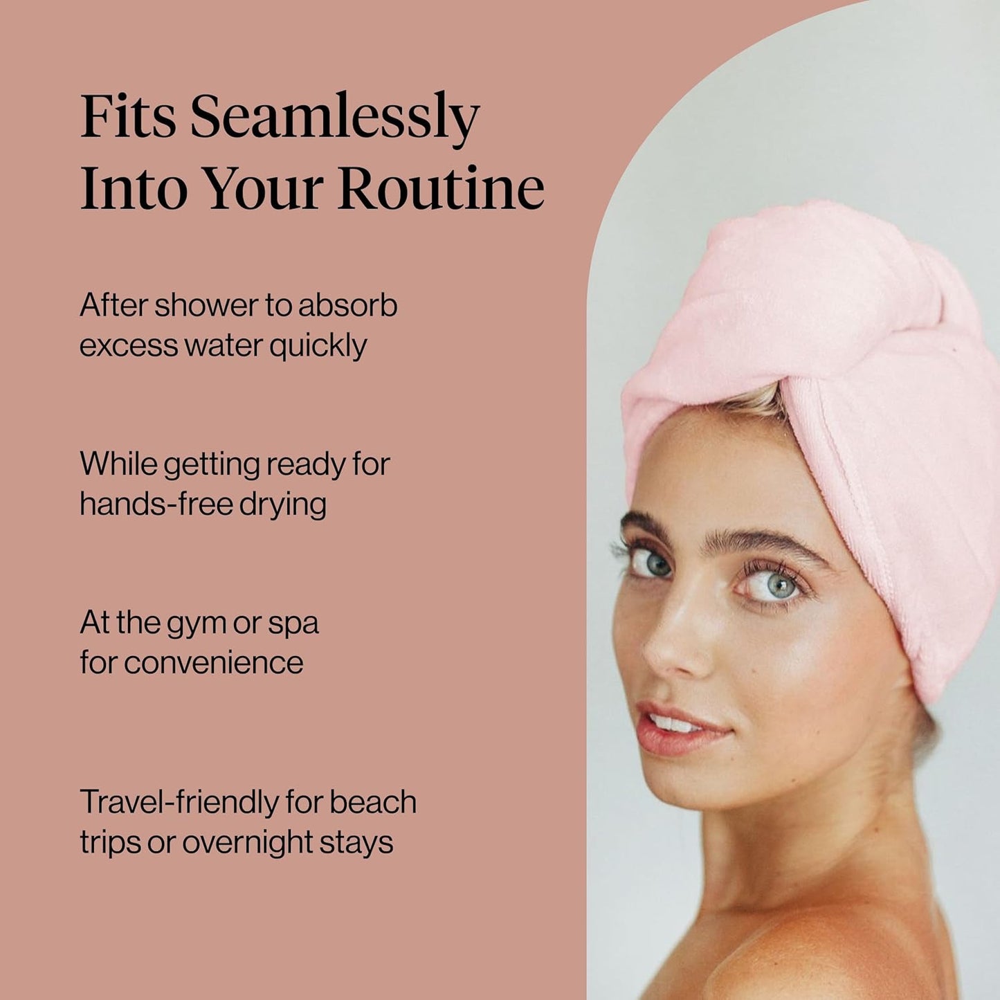 Kitsch Microfiber Hair Towel Wrap for Women – Ultra Absorbent Microfiber Bath Towels for Wet, Curly, Long or Short Hair – Anti-Frizz Hair Wrap, Great Hair Products Gift for Women – Pink