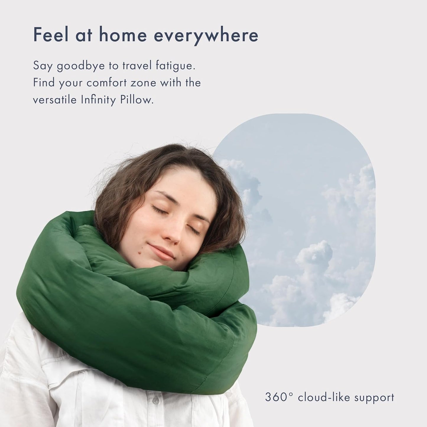 Huzi Infinity Pillow - Home Travel Soft Neck Scarf Support Sleep (Grey)