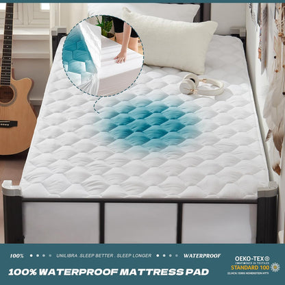 2 Pack Twin Waterproof Mattress Protector Deep Pocket Mattress Cover, Soft Breathable Mattress Pad, Fitted Noiseless Waterproof Bed Cover Stretch to 19"