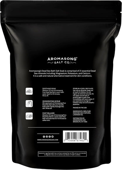 Aromasong Dead Sea Salt Bath Soak 14 OZ Pack – 100% Natural Dead Sea Salts for Soaking, Relaxation, and Detoxification of Skin, Dead Sea Salts for Bath to Rejuvenate and Refresh- Resealable Pack