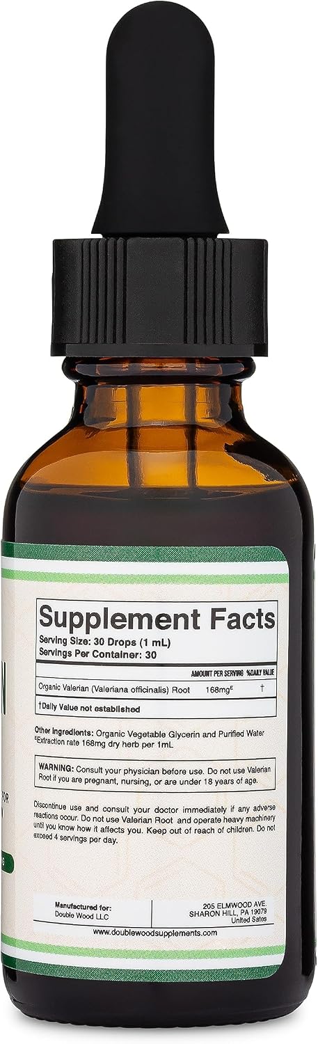 Valerian Root Liquid Drops 168mg, Organic, No Alcohol, Sleep + Calm, 1 oz