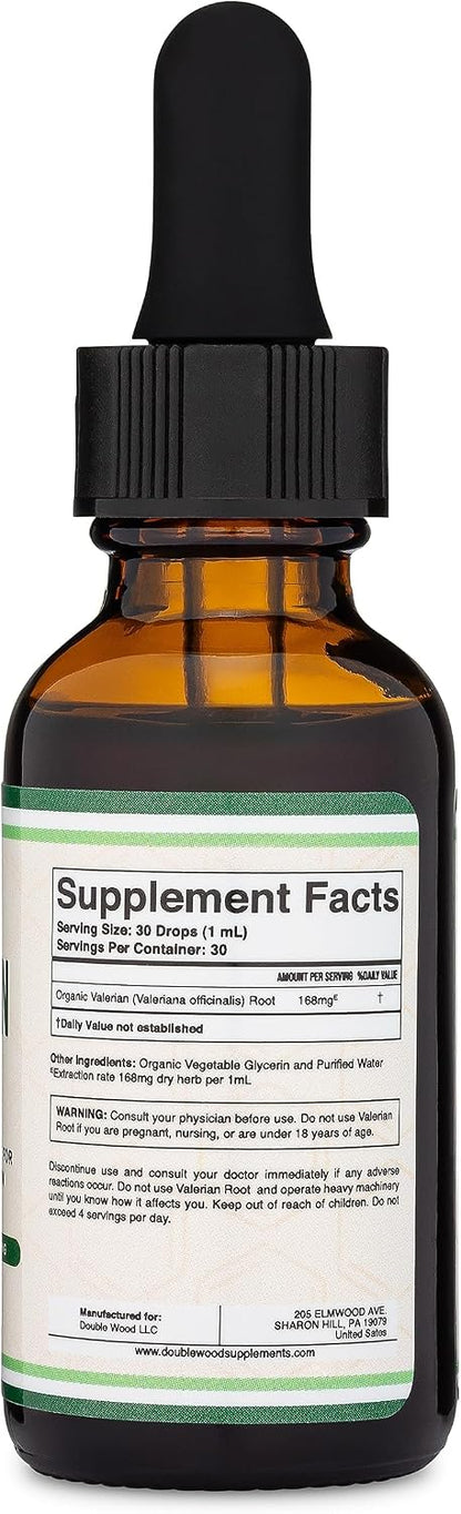 Valerian Root Liquid Drops 168mg, Organic, No Alcohol, Sleep + Calm, 1 oz