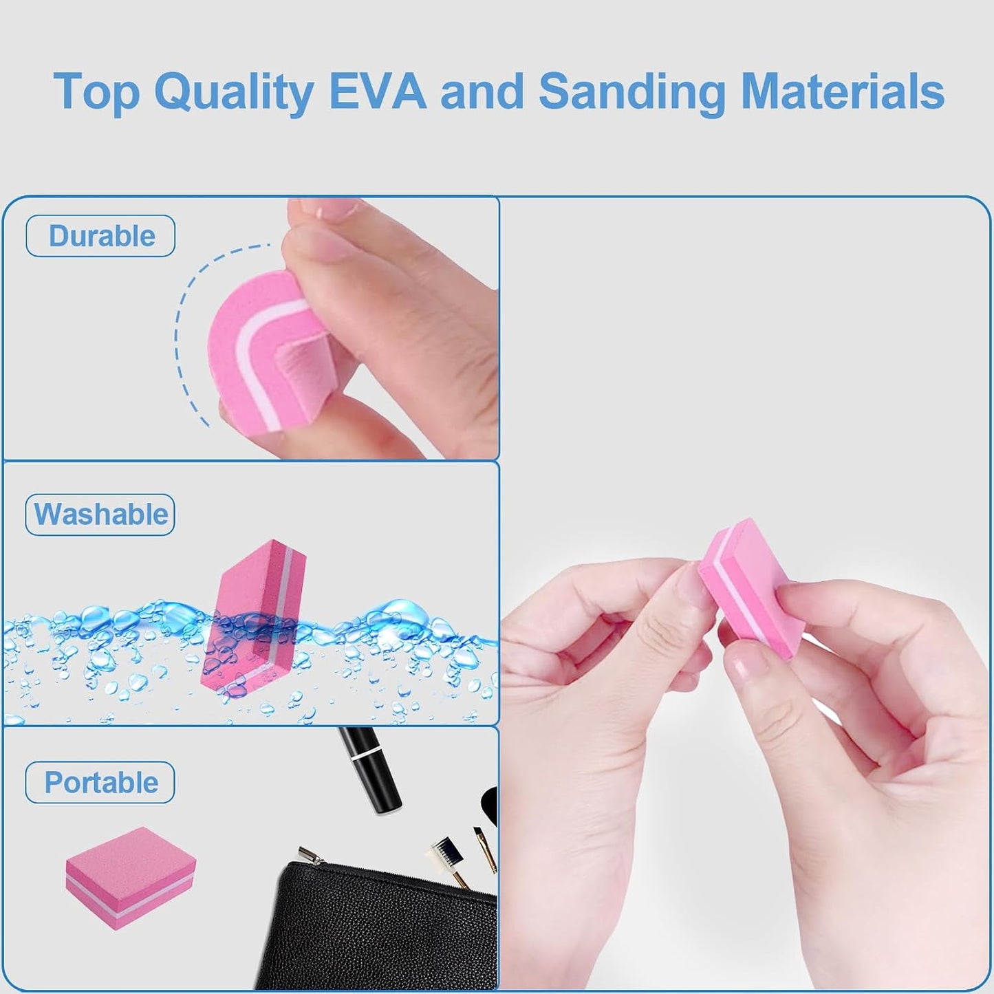 Nail Buffers (50 Pack), Mini Buffer Block Nail File for Acrylic Nails and Natural Nails, 100/180 Grit Nail Buffer Block Bulk Buffing Blocks for Nail Buff Professional Manicure File Blocks Set Pink