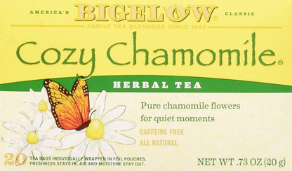 Bigelow Cozy Chamomile Herbal Tea,Caffeine Free Tea with Chamomile Flowers, 100 Count Box (Pack of 1)