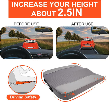 Lofty Aim Car Seat Cushion, Comfort Memory Foam Car Cushions for Driving - Sciatica & Lower Back Pain Relief, Driver Seat Pillow for Auto, Office Chair, Wheelchair - Black