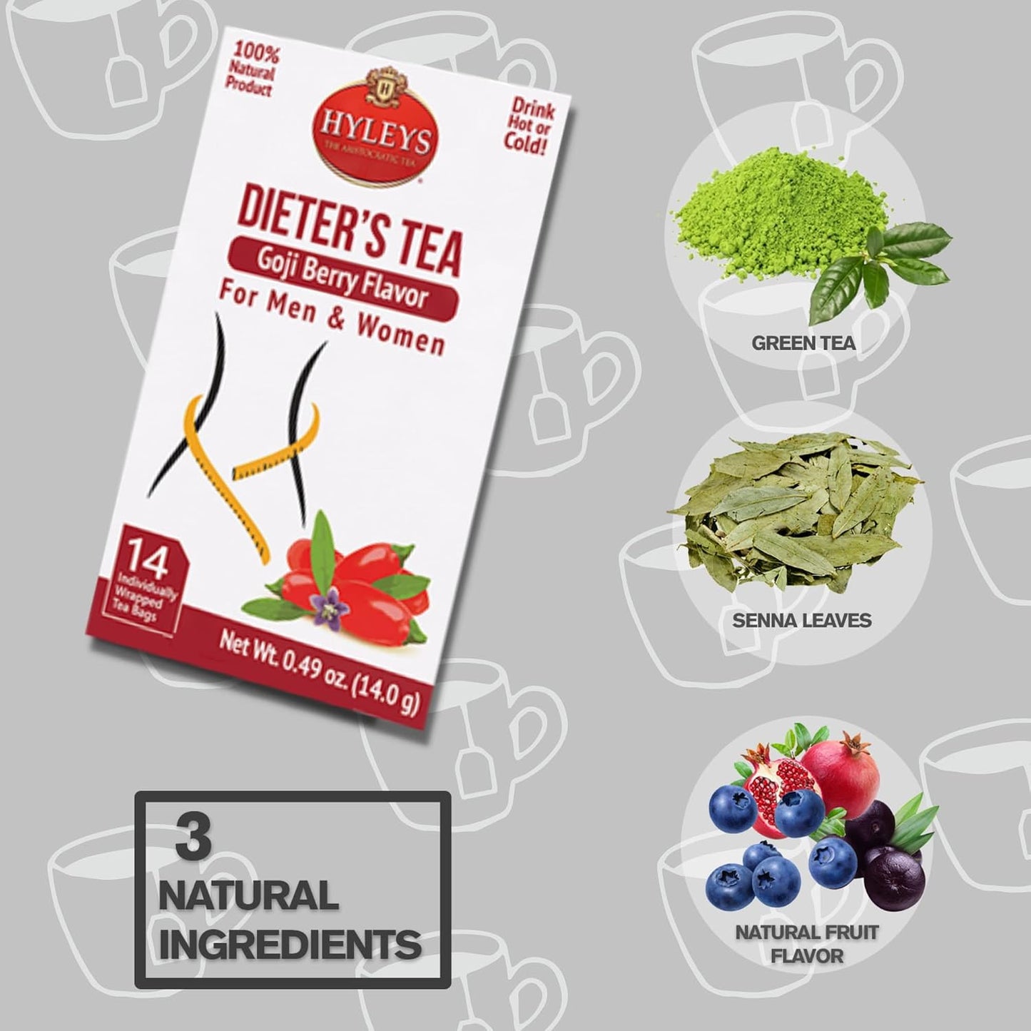 Hyleys Dandelion Root & Green Tea with Milk Thistle and Licorice Root - Herbal Detox Blend - 25 Tea Bags