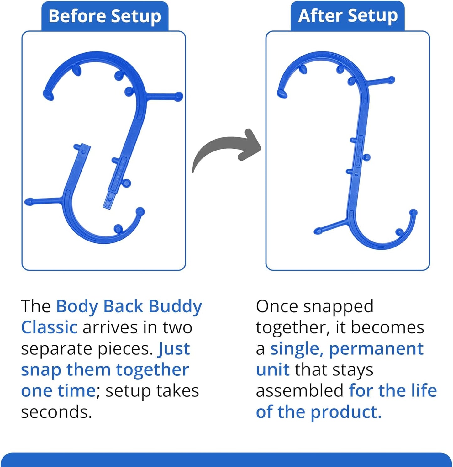 Body Back Buddy Classic USA Made FSA Eligible Handheld Massage Cane - Full Body Trigger Point Tool for Deep Tissue Pain Relief - Dual Hooks for Back, Shoulder, Neck - Manual Back Massager (2.0 Black)