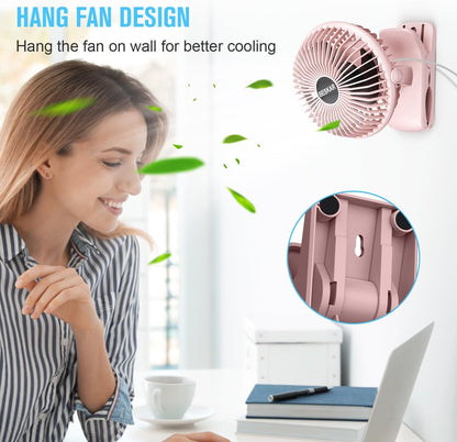 BESKAR Small Clip on Fan, 3 Speeds USB Fans with Strong Airflow, Clip & Desk Fans USB Plug in with Sturdy Clamp - Ultra Quiet operation for Office Dorm Bedroom Stroller
