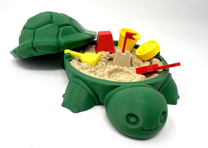 Munnygrubbbers - Mini Desktop Turtle Sand Box - 6 x 6 in - Stress Relief - Made in USA - Includes Moldable Play Sand and Mini Tool - Novelty Gift - Desktop Decor - Zen Garden - (Green)