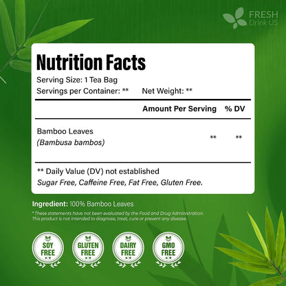 FreshDrinkUS, Premium Bamboo Leaf Tea, 75 Count, Pure, Caffeine Free