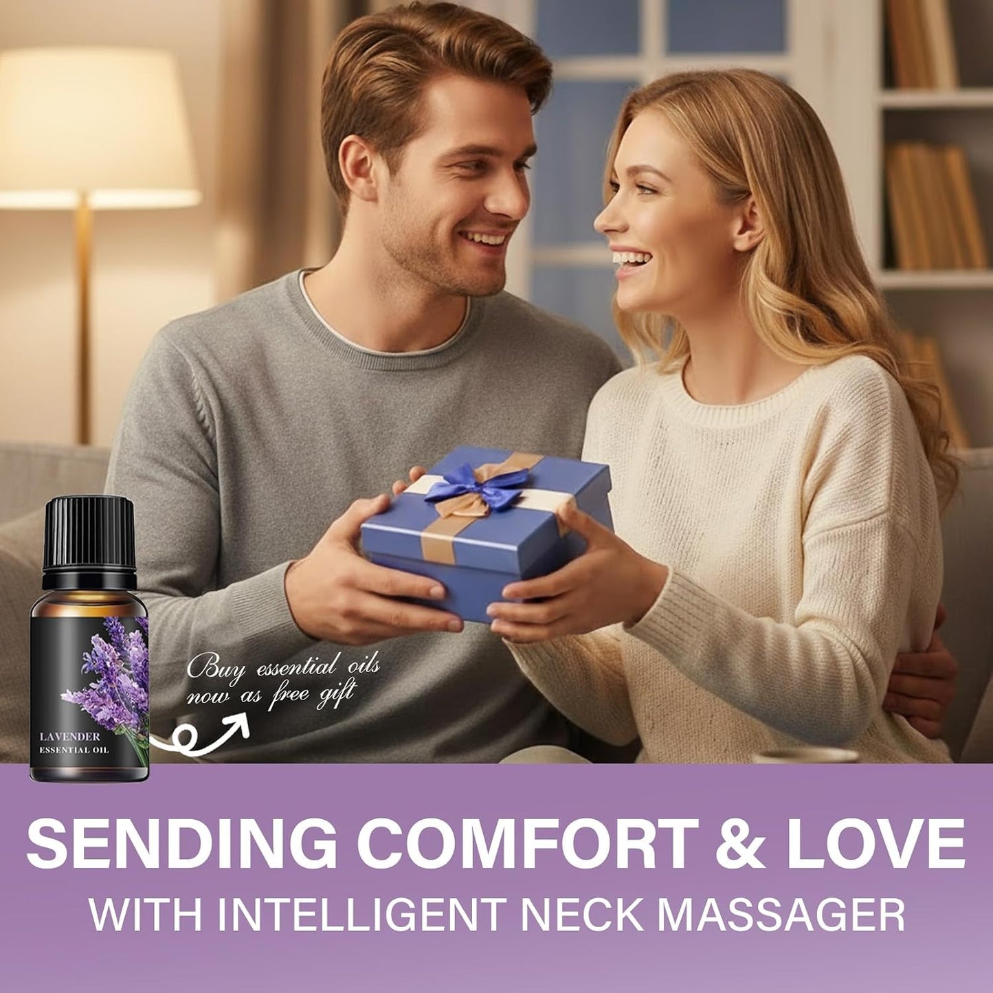 Neck Massager for Pain Relief Deep Tissue with Heat and 10 Massage Patterns & 16 Intensity Steps, Gift for Home or Travel, Purple