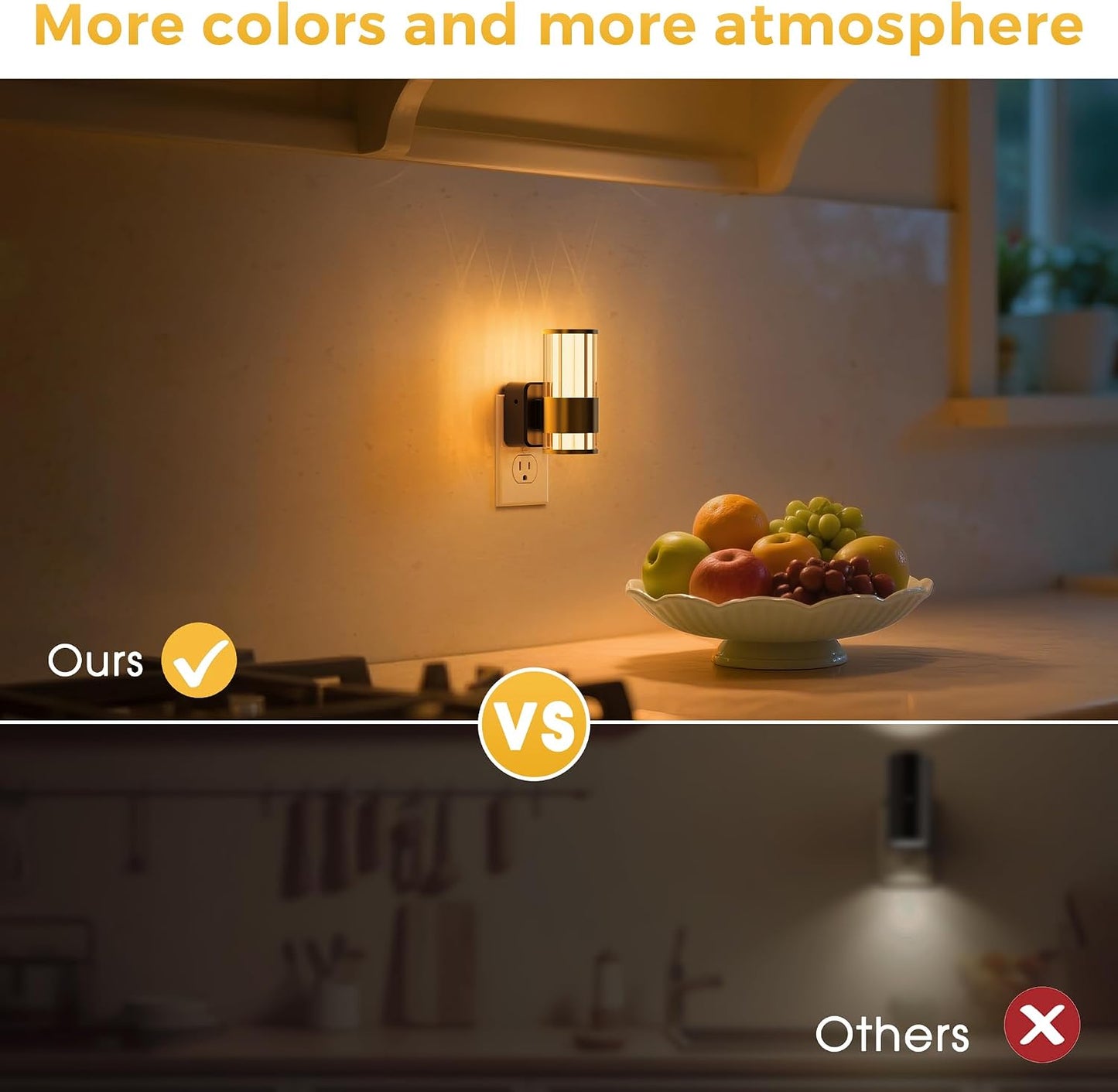 L LOHAS LED Night Light, Dimmable Night Lights Plug into Wall, Automatic Night Lights Plug in with Auto Light Sensor,Adjustable Brightness Amber LED Night Light, for Bedroom Hallway Home Decor