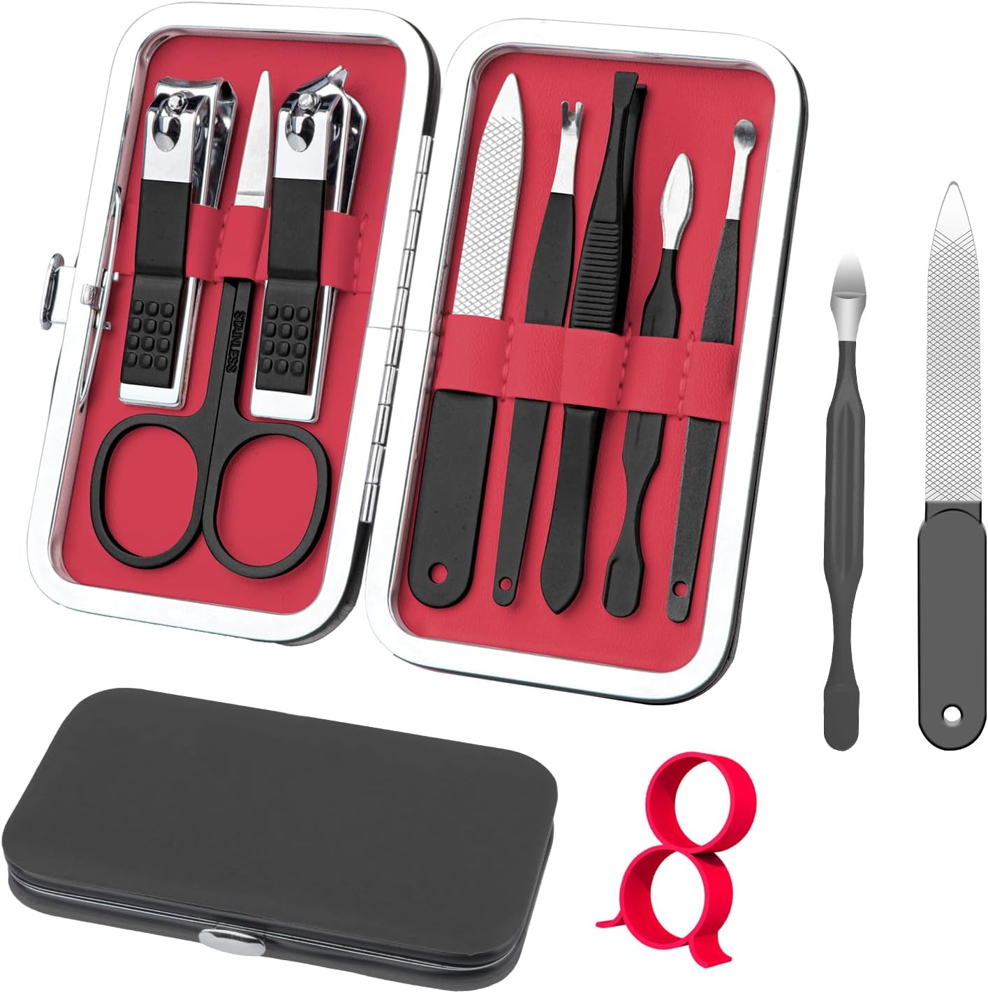Manicure Set 8 in 1 Nail Clipper Set,RedFlow Nail Clippers,Fingernail & Toenail Clippers,Manicure Tools,Pedicure Tools,Suitable for Travel Manicure Kit,Nail Set Kit with Everything Profe (Blue)