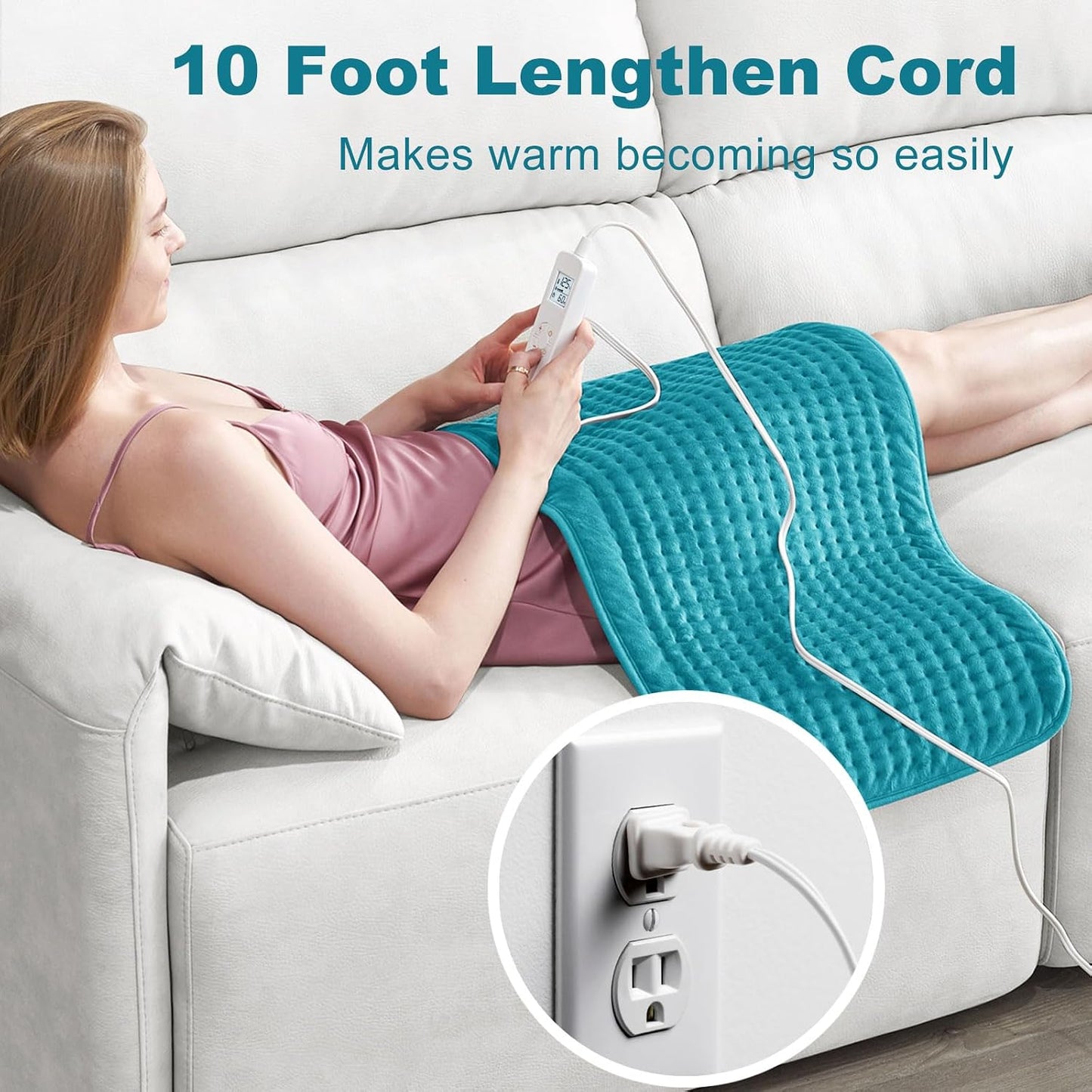 VAAGHANM Heating Pad: 33 x 17 inches Electric Heating Pad for Back -Extra Large Heat Pad for Shoulder/Neck/Knee/Arms - Upgraded 6 Timer & 6 Temperature Controller -Auto Shut Off- Gift for Mom