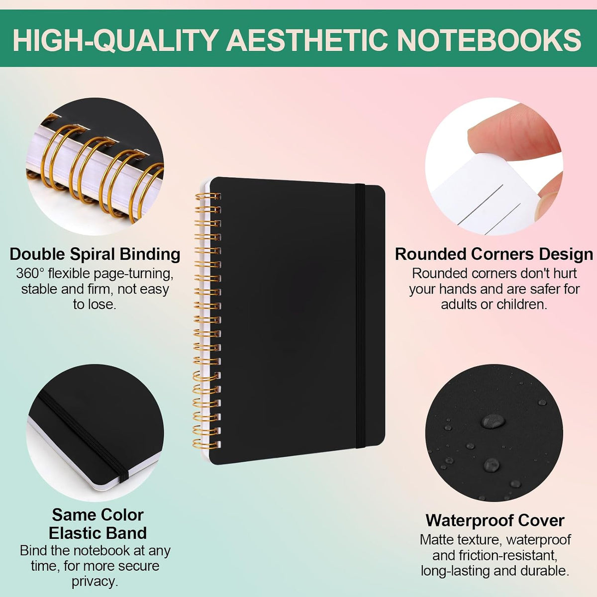 Utron 3 PCS Small Spiral Notebook 5x7, Notebooks for Note Taking, Morandi Spiral Journal Notebook, Work Notebook Small Notebooks 5x7 with Strap, Cute Notebooks for Women 70 Sheets/Note Books