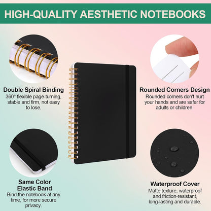 Utron 3 PCS Small Spiral Notebook 5x7, Notebooks for Note Taking, Morandi Spiral Journal Notebook, Work Notebook Small Notebooks 5x7 with Strap, Cute Notebooks for Women 70 Sheets/Note Books