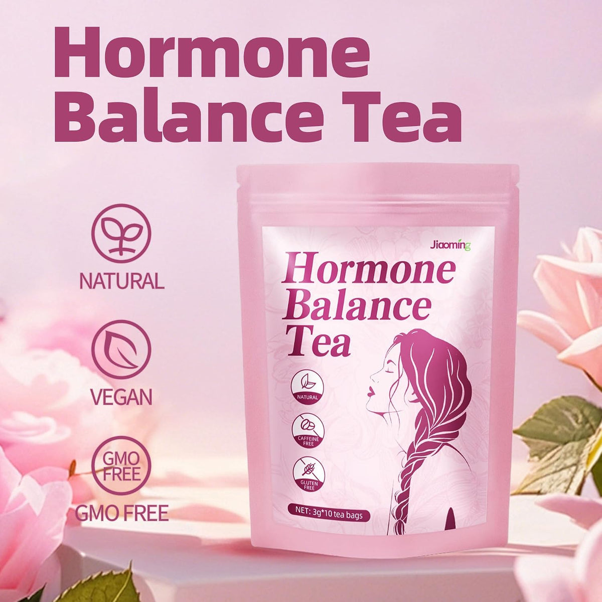 Jiaoming Hormone Balance Herbal Tea for Women Regulate Healthy Cycle, With Natural Peppermint,Ginger,Raspberry,Nettle Leaves, Female Care Support