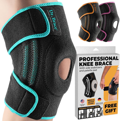 DR. BRACE ELITE Knee Brace with Side Stabilizers & Patella Gel Pads for Maximum Knee Pain Support and fast recovery for men and women-Please Check How To Size Video (Mercury, Large)