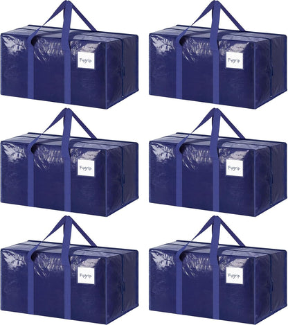 Extra Heavy Duty Large Moving Bags with Strong Zipper, Dark Blue