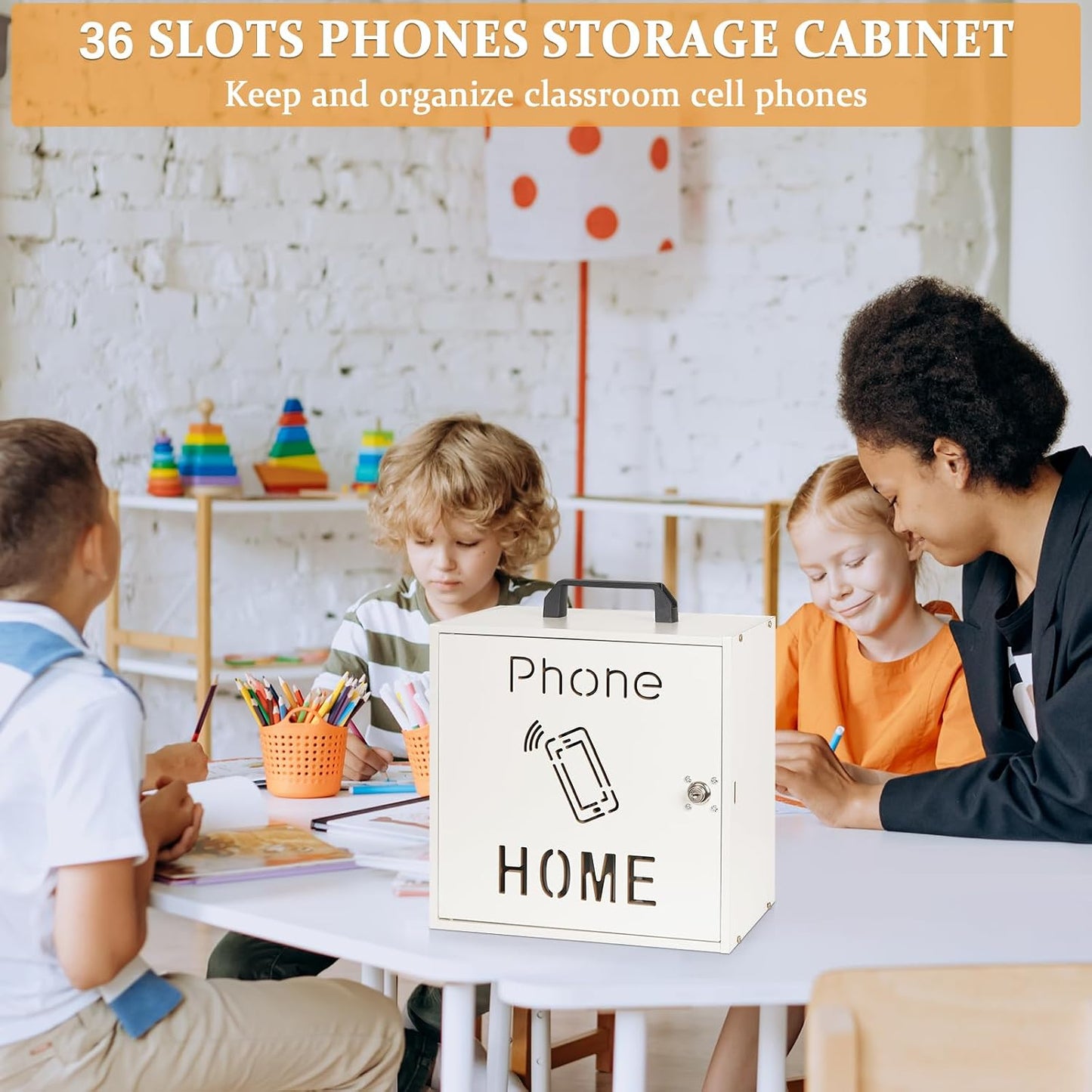 36 Slots Cell Phone Holder Classroom, Wooden Phone Lock Box