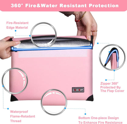 Fireproof Document Bag - with 5200°F Heat Insulated, Waterproof Fireproof Bag with Zipper, 8 Layers of Functional Materials, Fireproof Money Bag for Cash/Documents/Valuables, Fire bag 11"x7.7"