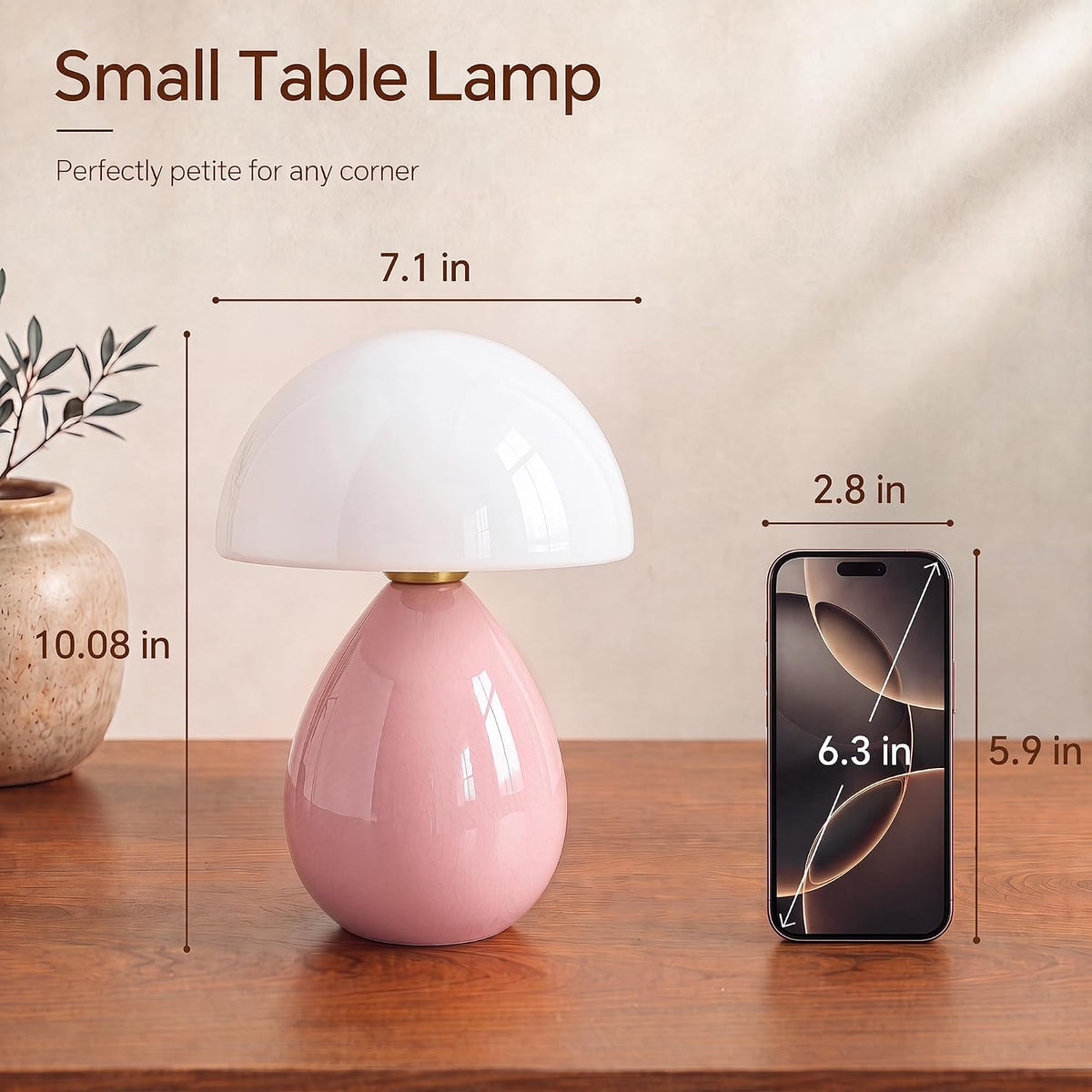 Dawnwake Mushroom Lamp Table Lamp for Bedroom-Small Desk Table Lamps,White